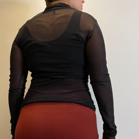 Sarah Pacini Sheer Mock Neck Long Sleeve -S- - Picture 6 of 7